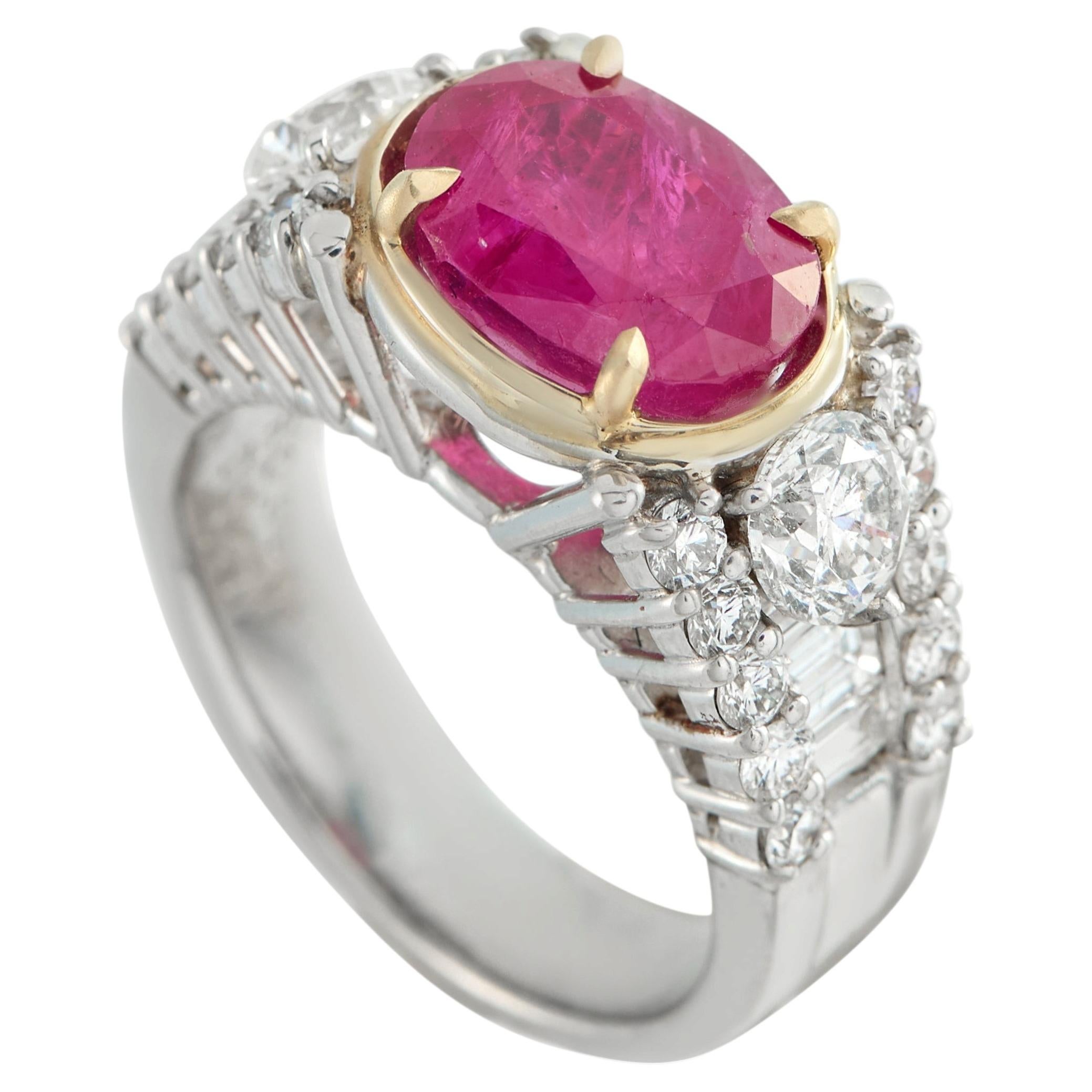 Platin 1,60ct Diamant und Rubin Ring MF14-050726