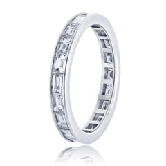 Platinum 1.60cttw Baguette Diamond Channel Set Handmade Eternity Ring