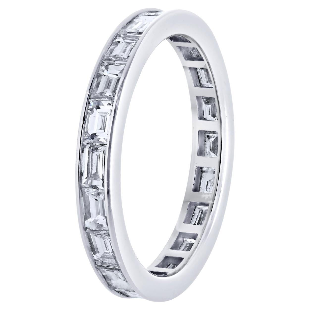 Platinum 1.60cttw Baguette Diamond Channel Set Handmade Eternity Ring