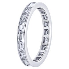 Platinum 1.60cttw Baguette Diamond Channel Set Handmade Eternity Ring