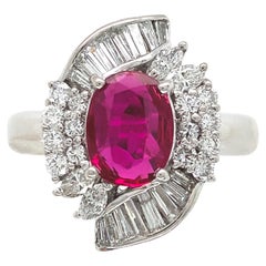Platinum 1.62 carat Ruby Ring with .98cttw of Diamonds