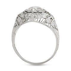 Platinum 1.64 carat Diamond GIA Certified Vintage Estate Engagement Ring