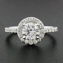 Platinum 1.65ctw E Flawless GIA Round Diamond Low Profile Halo Engagement Ring