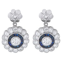 Platin-Ohrringe mit 1,66 Karat Diamanten und Saphiren MF32-030326