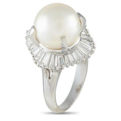 Anillo de platino con diamantes y perlas de 1,69 ct