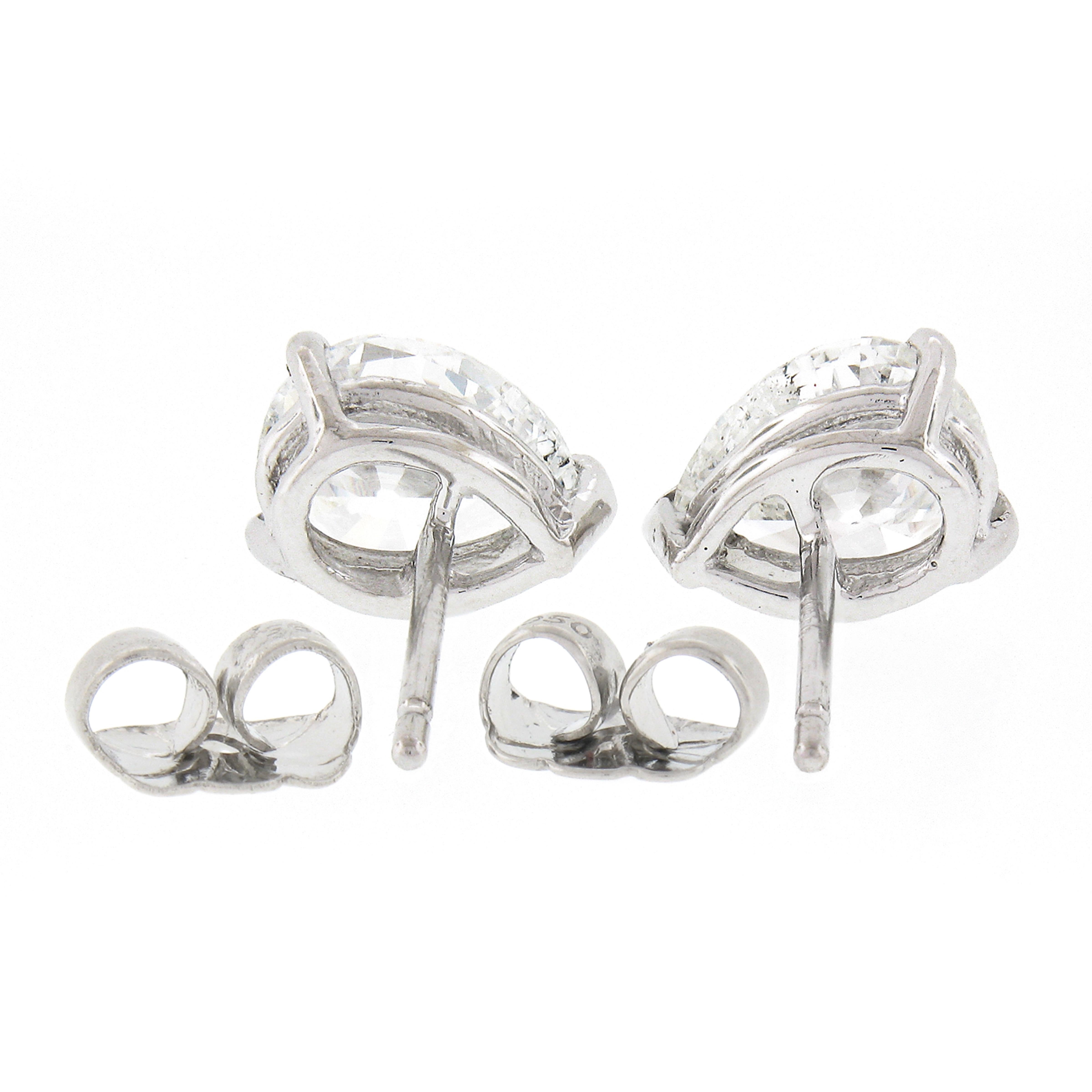Pear Cut Platinum 1.69ctw GIA Certified Pear Brilliant Old Cut Diamond Stud Earrings For Sale