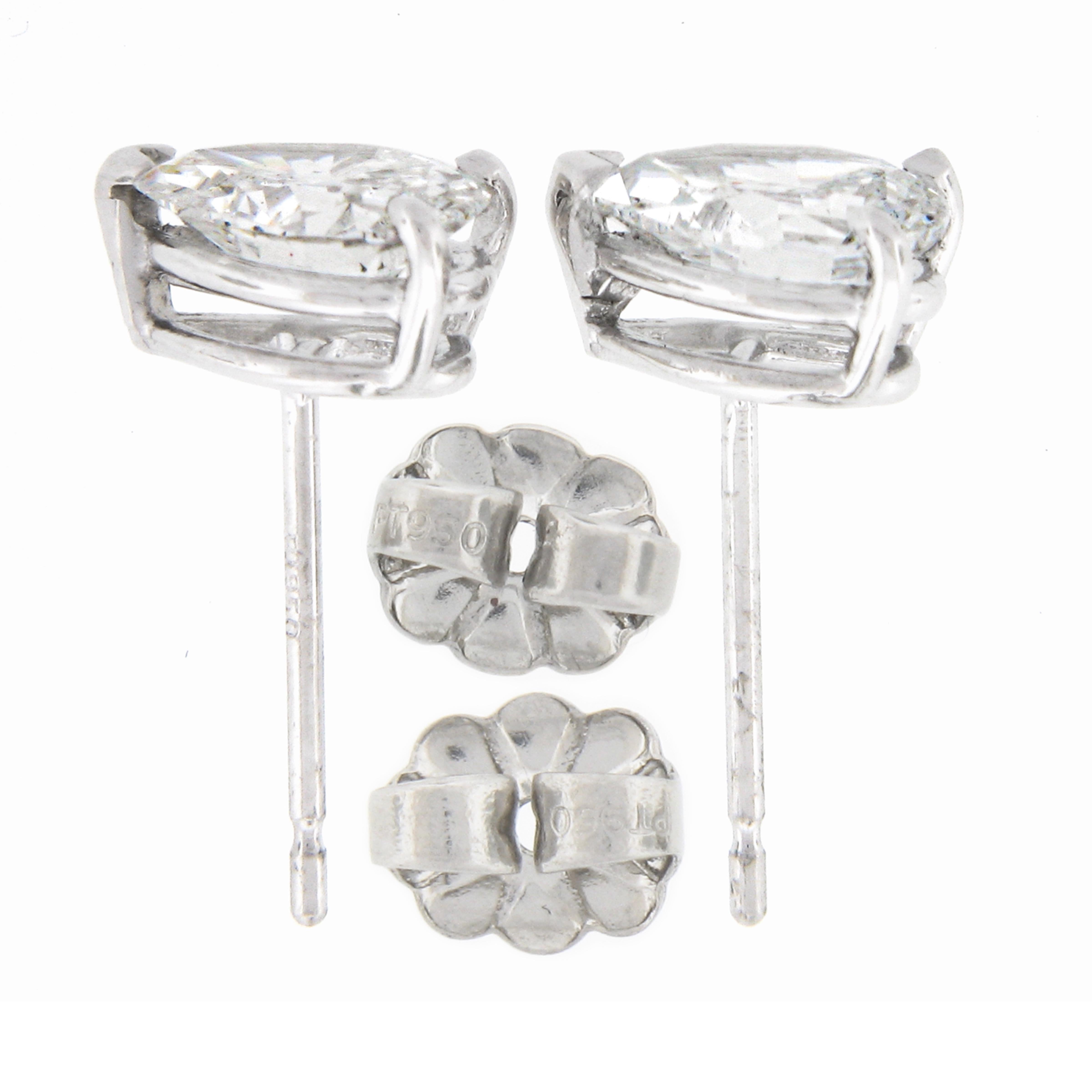Platinum 1.69ctw GIA Certified Pear Brilliant Old Cut Diamond Stud Earrings In New Condition For Sale In Montclair, NJ