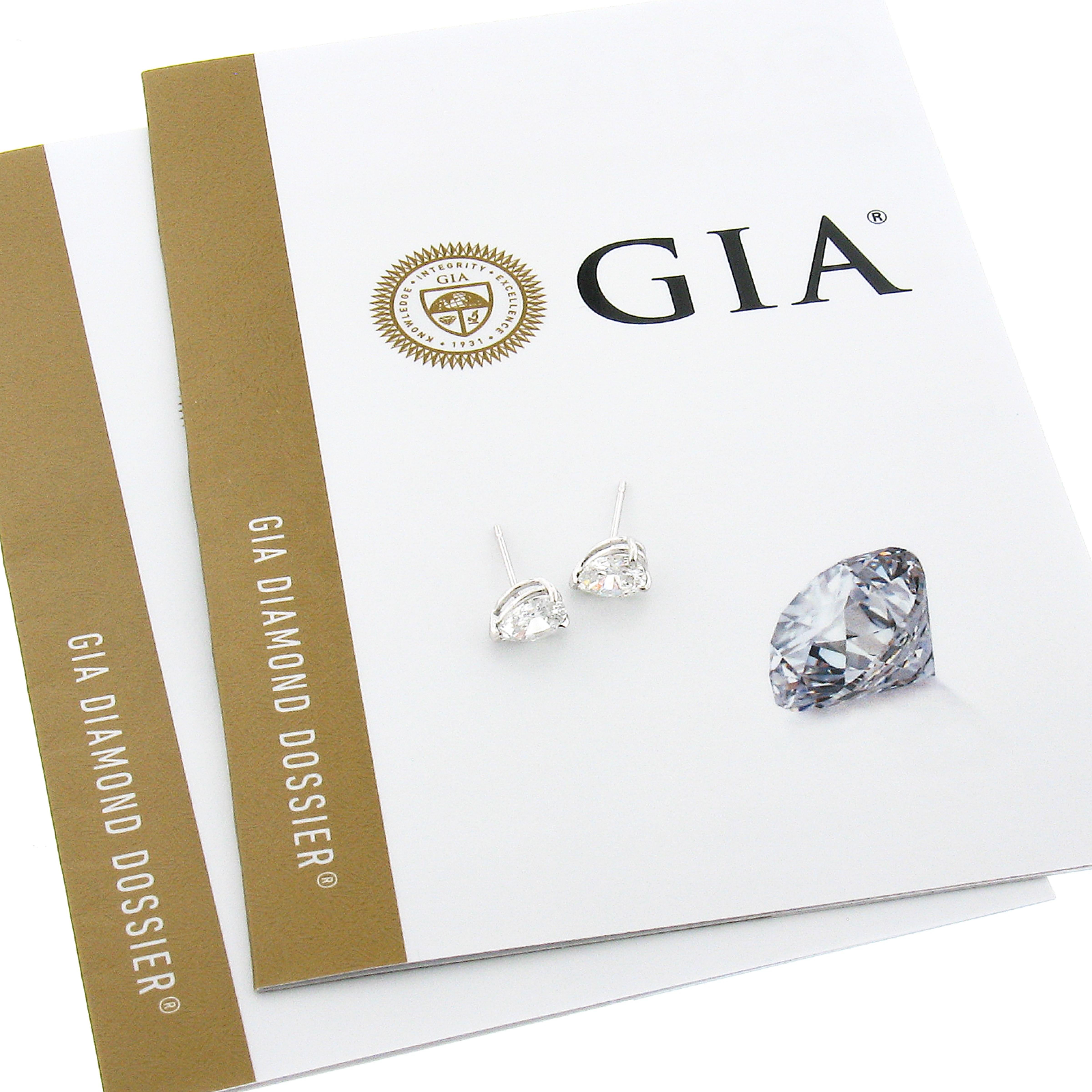 Platinum 1.69ctw GIA Certified Pear Brilliant Old Cut Diamond Stud Earrings 1