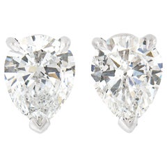 Pendientes de platino de 1,69 ctw con diamante talla antigua brillante pera certificado por el GIA