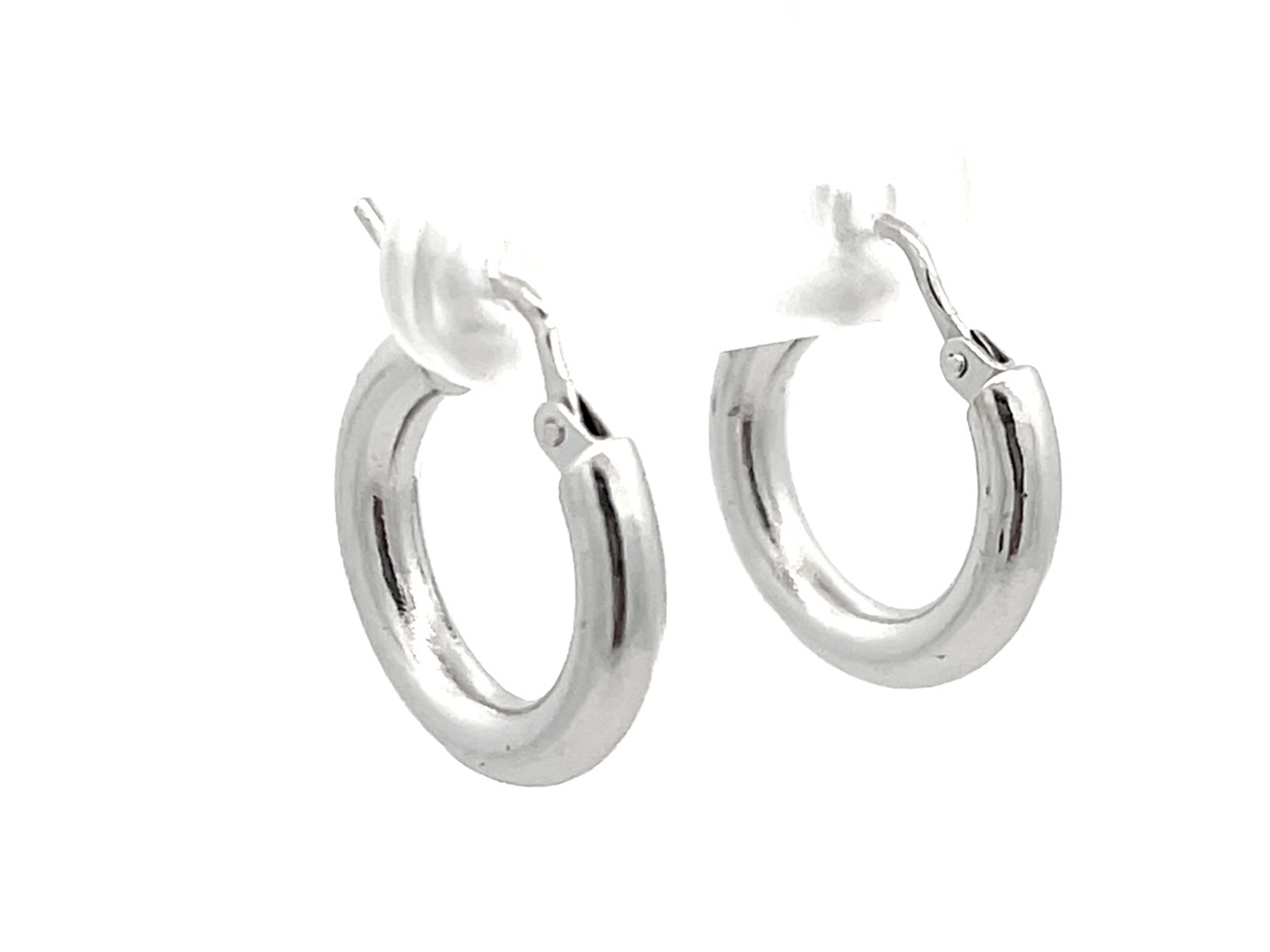 Modern Platinum Hoop Earrings For Sale
