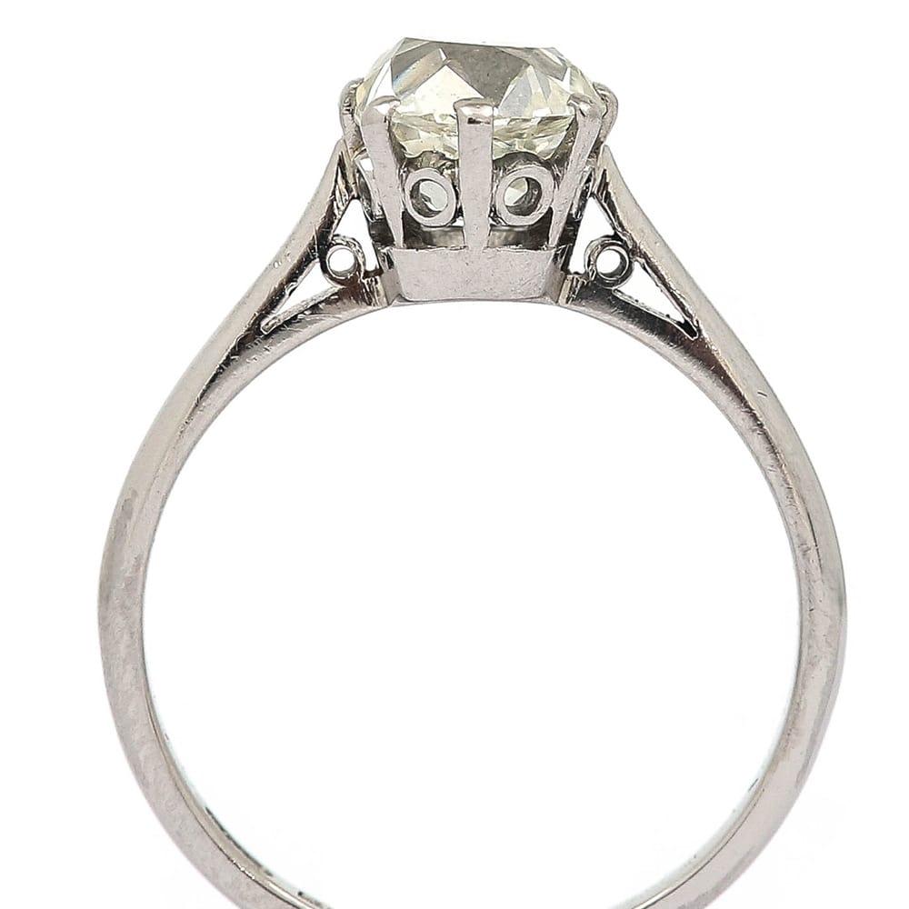 Platinum 1.70 Carat Solitaire Old European Diamond Engagement Ring, circa 1930 1