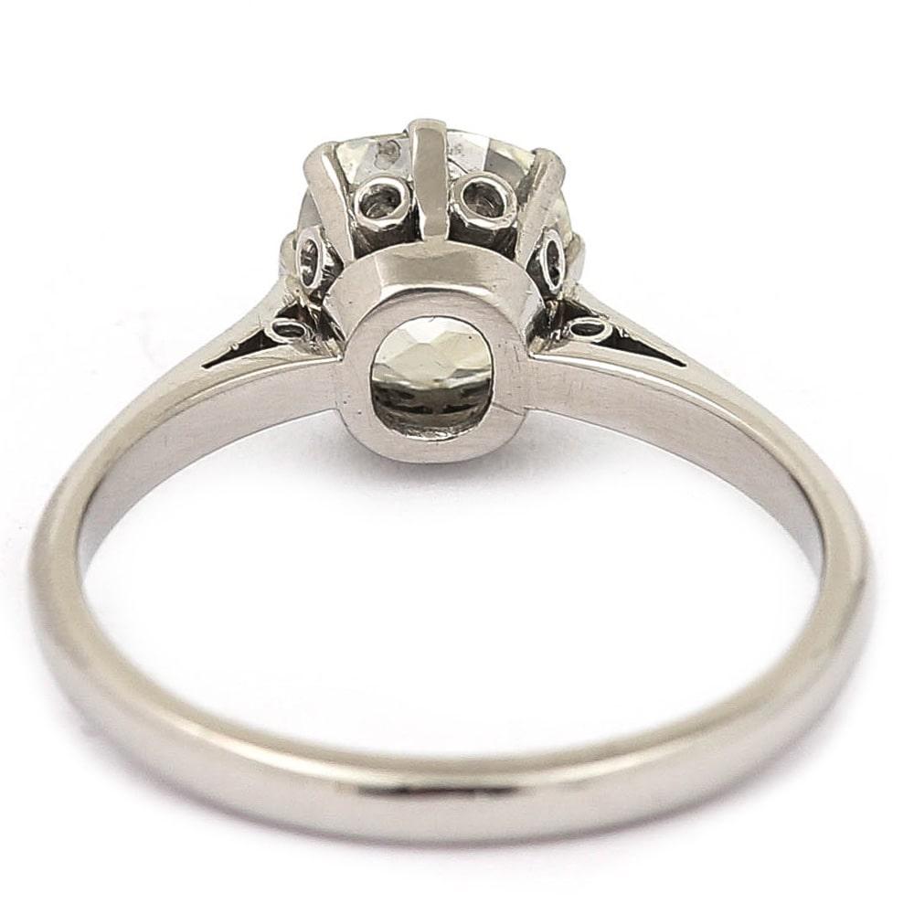Platinum 1.70 Carat Solitaire Old European Diamond Engagement Ring, circa 1930 In Good Condition In Lancashire, Oldham