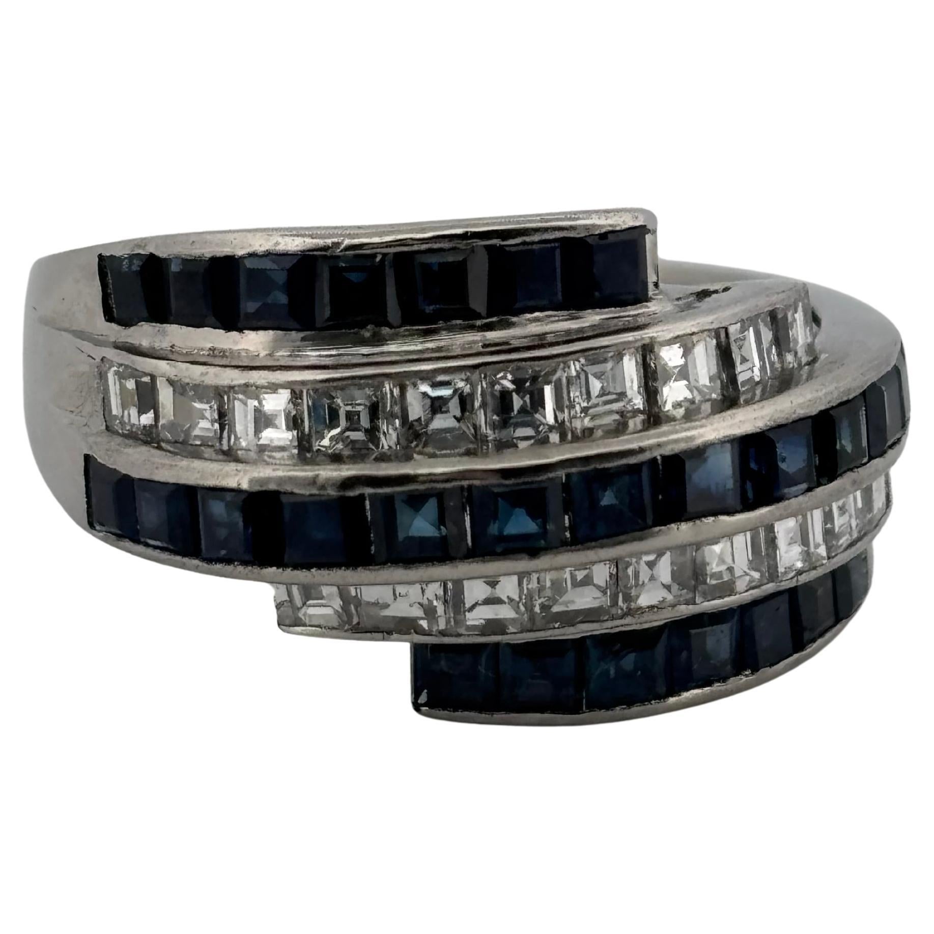 Bague en platine de 1,74 carat de saphir et 0,82 carat de diamant