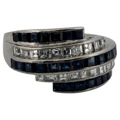 Bague en platine de 1,74 carat de saphir et 0,82 carat de diamant