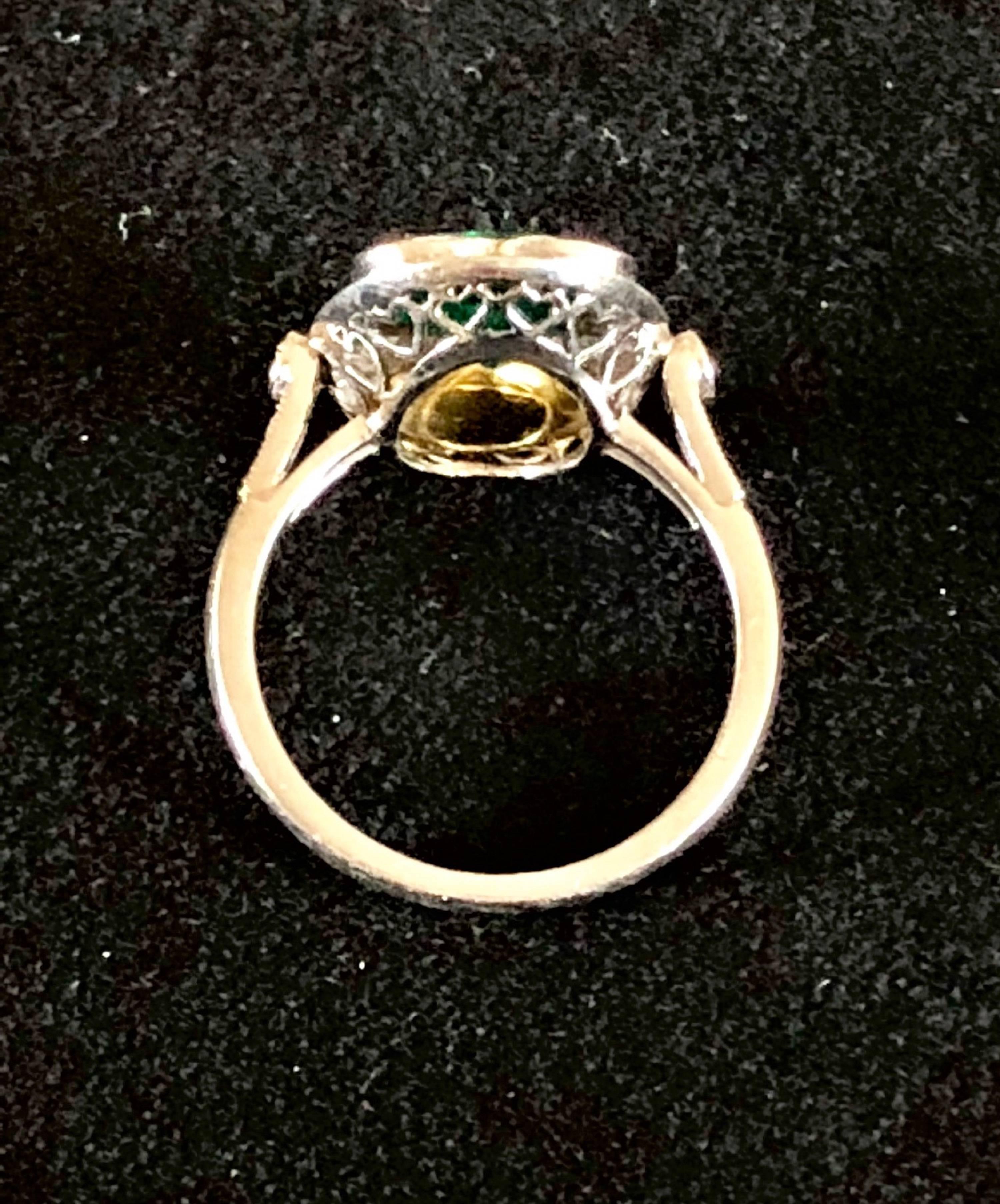 Women's  1.75 Carat Fancy Yellow Diamond and Emerald Hearts Platinum Ring For Sale