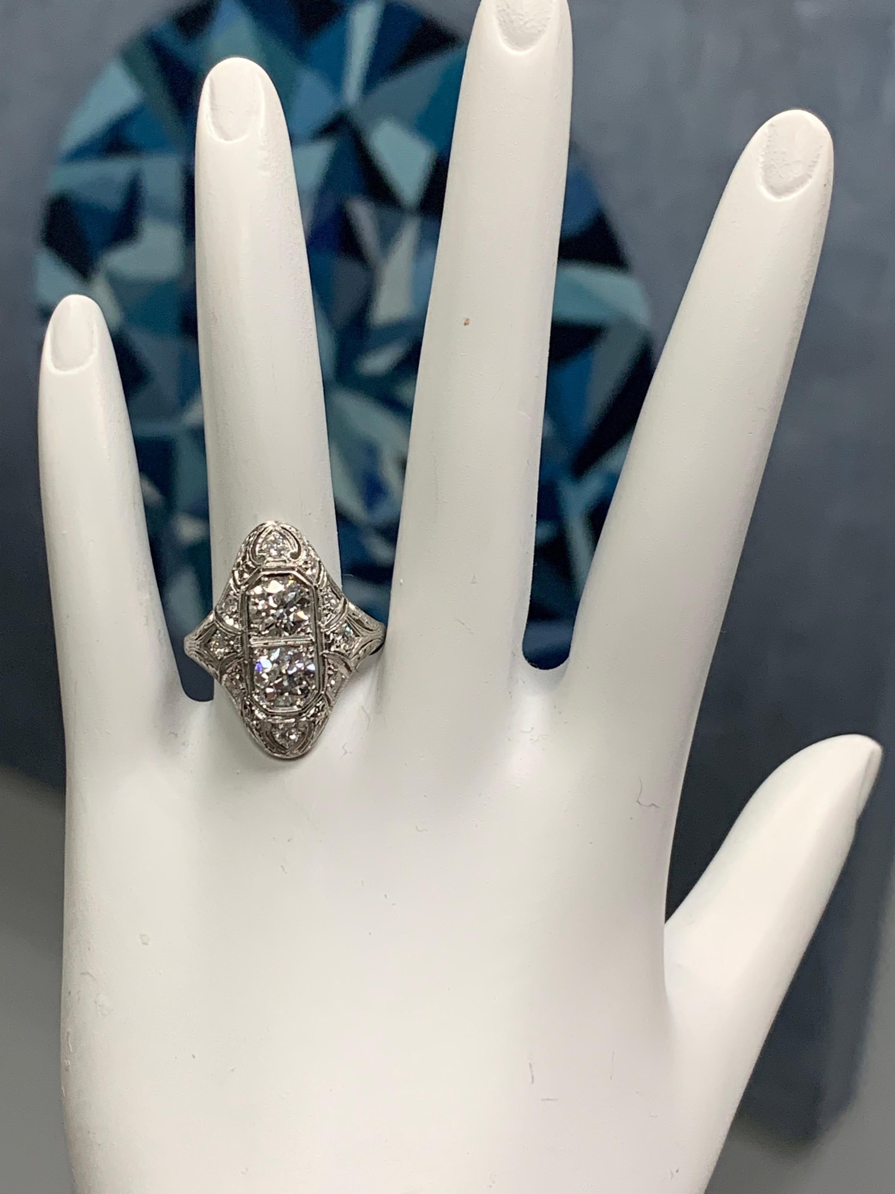 Platin 1,75 Karat Alte Mine Natürlicher Runder Brillant Diamant Ring CIRCA 1930 Damen im Angebot