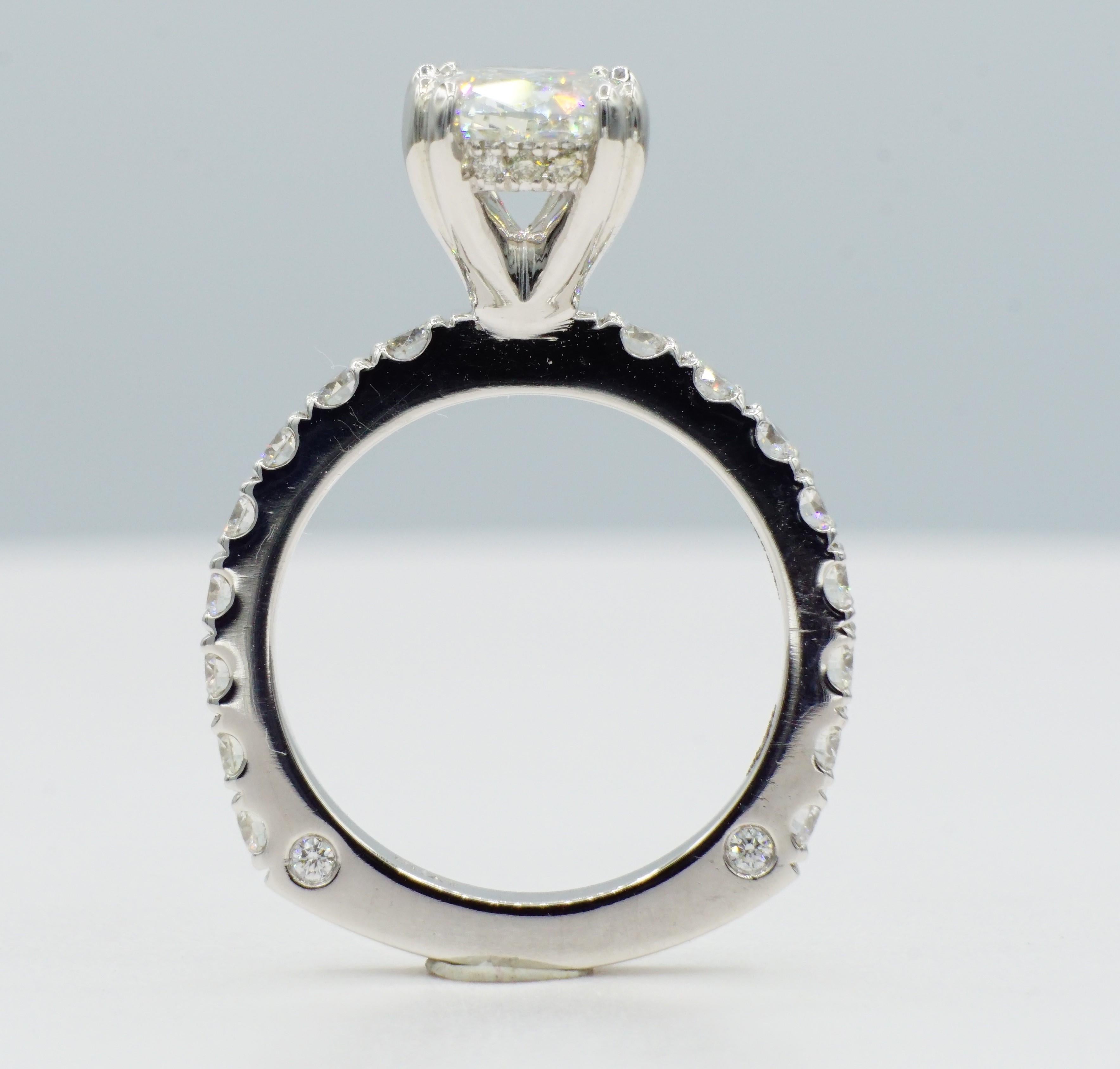 platinum cushion cut engagement ring