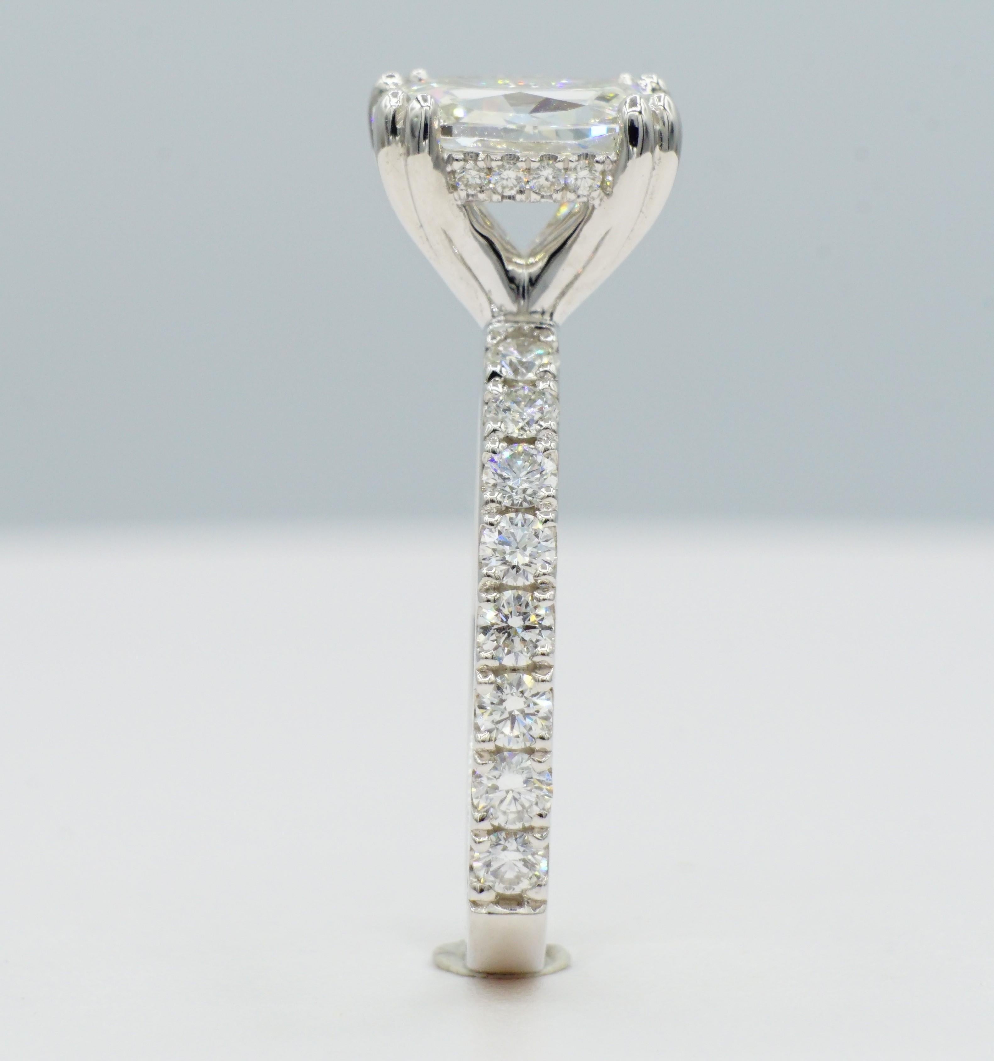 Modern Platinum 1.75ct Cushion Diamond Engagement Ring, GIA-Certified, Designer RGC New For Sale