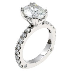 Bague de fiançailles en platine avec diamant naturel de 1,75 carat, taille « cushion » certifié GIA, sertie en halo discret