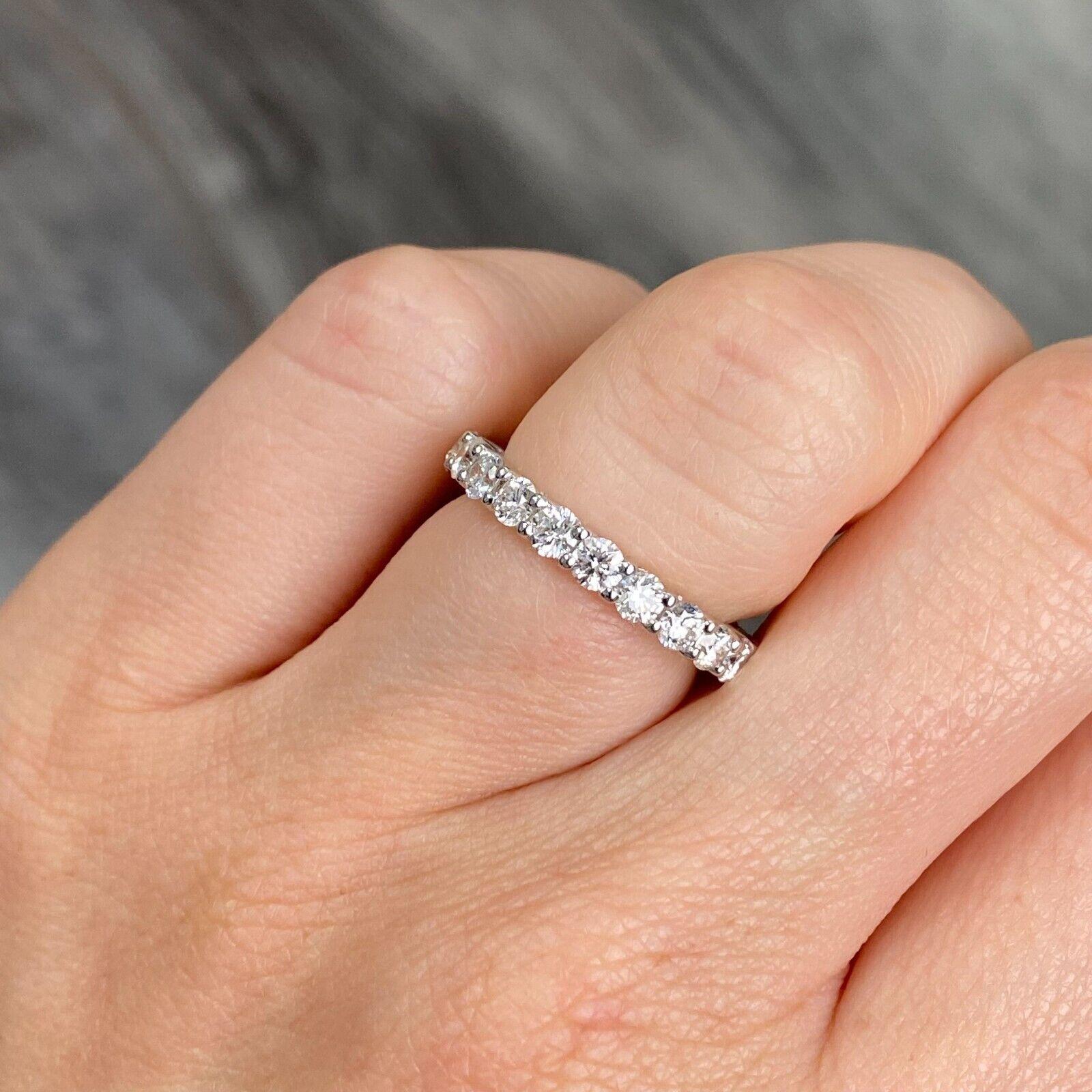 Modern Platinum 1.76 Carats Diamond Eternity Ring Set with Shared Prongs
