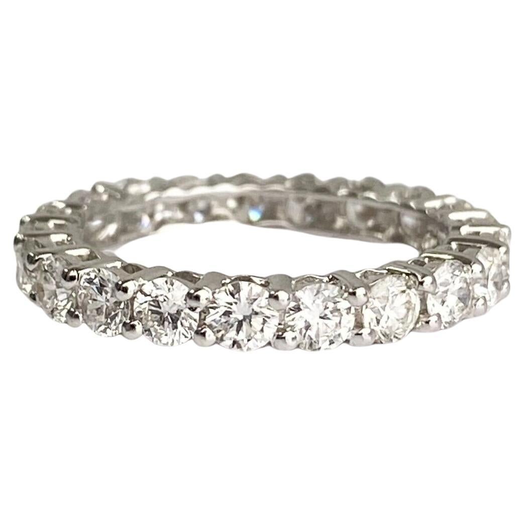 Platinum 1.76 Carats Diamond Eternity Ring Set with Shared Prongs