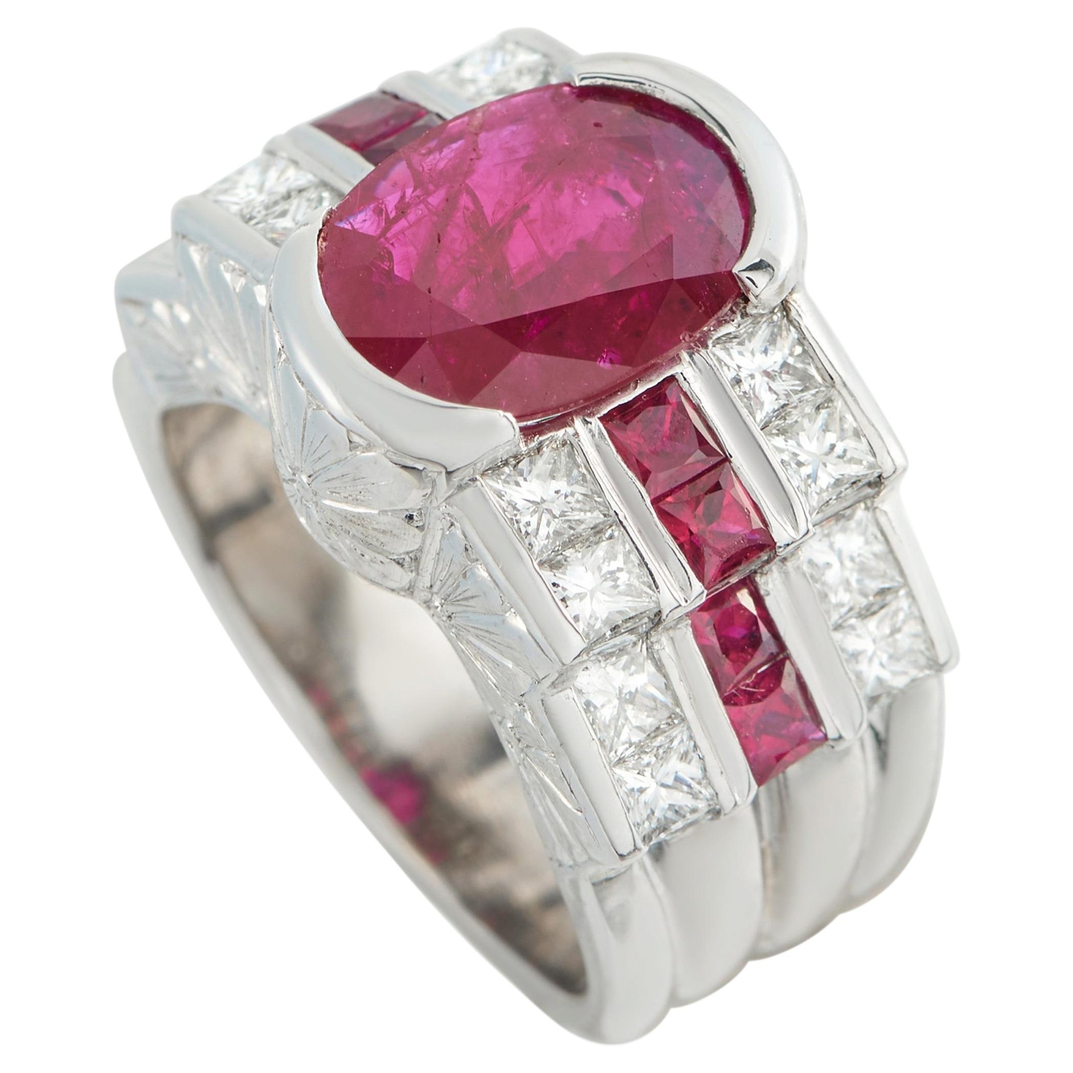 Platinum 1.76ct Diamond and Ruby Ring MF20-050726