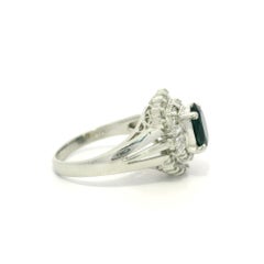 Platinum 1.77ctw Oval Deep Blue Sapphire w/ Diamond Dual Halo Cocktail Ring