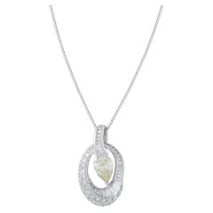 Halskette mit ovalem Diamant-Halo-Anhänger aus Platin, 1,78 Karat, MF02-062326