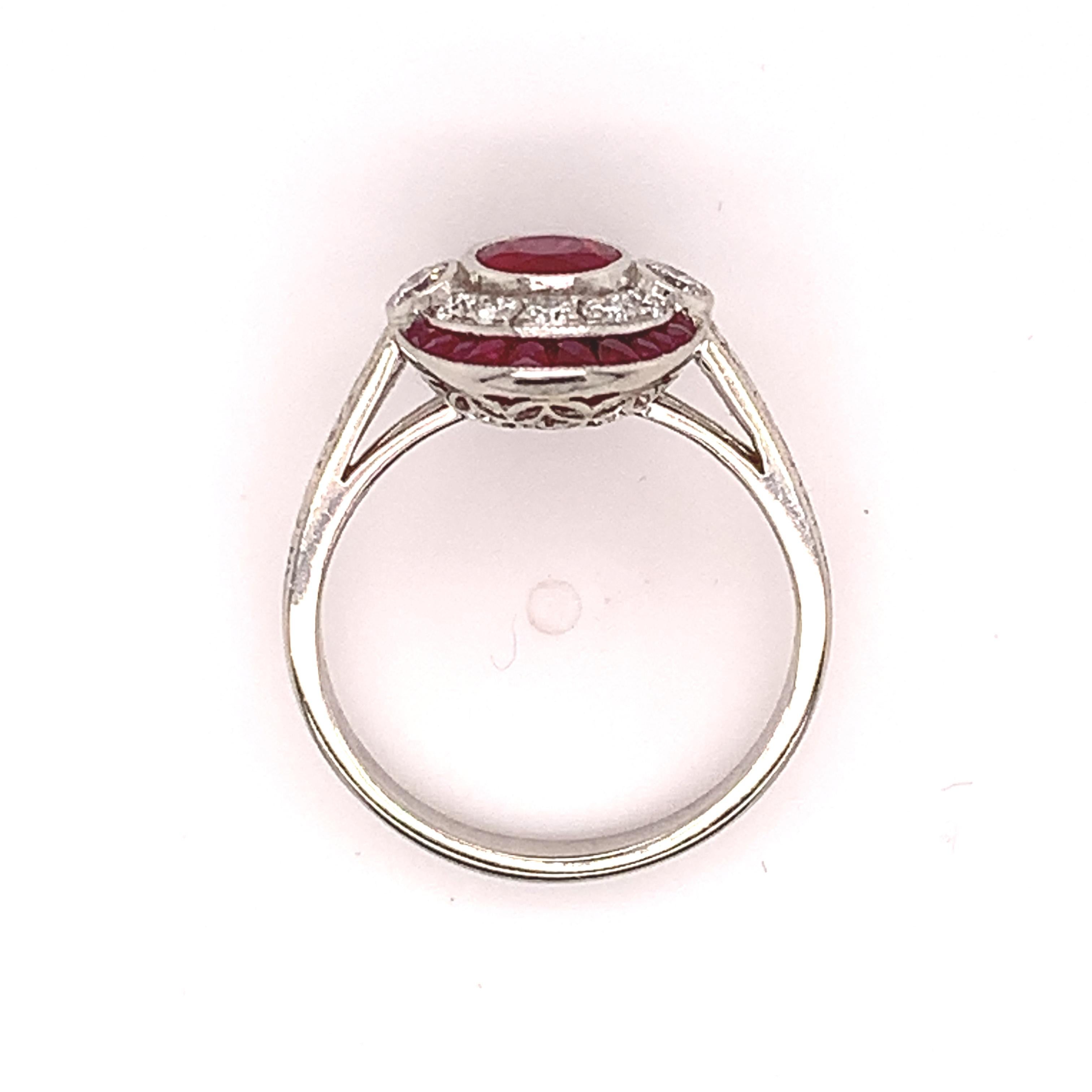 Platinum 1.78ct Genuine Natural Ruby and Diamond Ring '#J4860' In Excellent Condition In Big Bend, WI