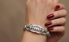 Platinum 18 Carat Diamond Estate Bracelet, Circa 1950s