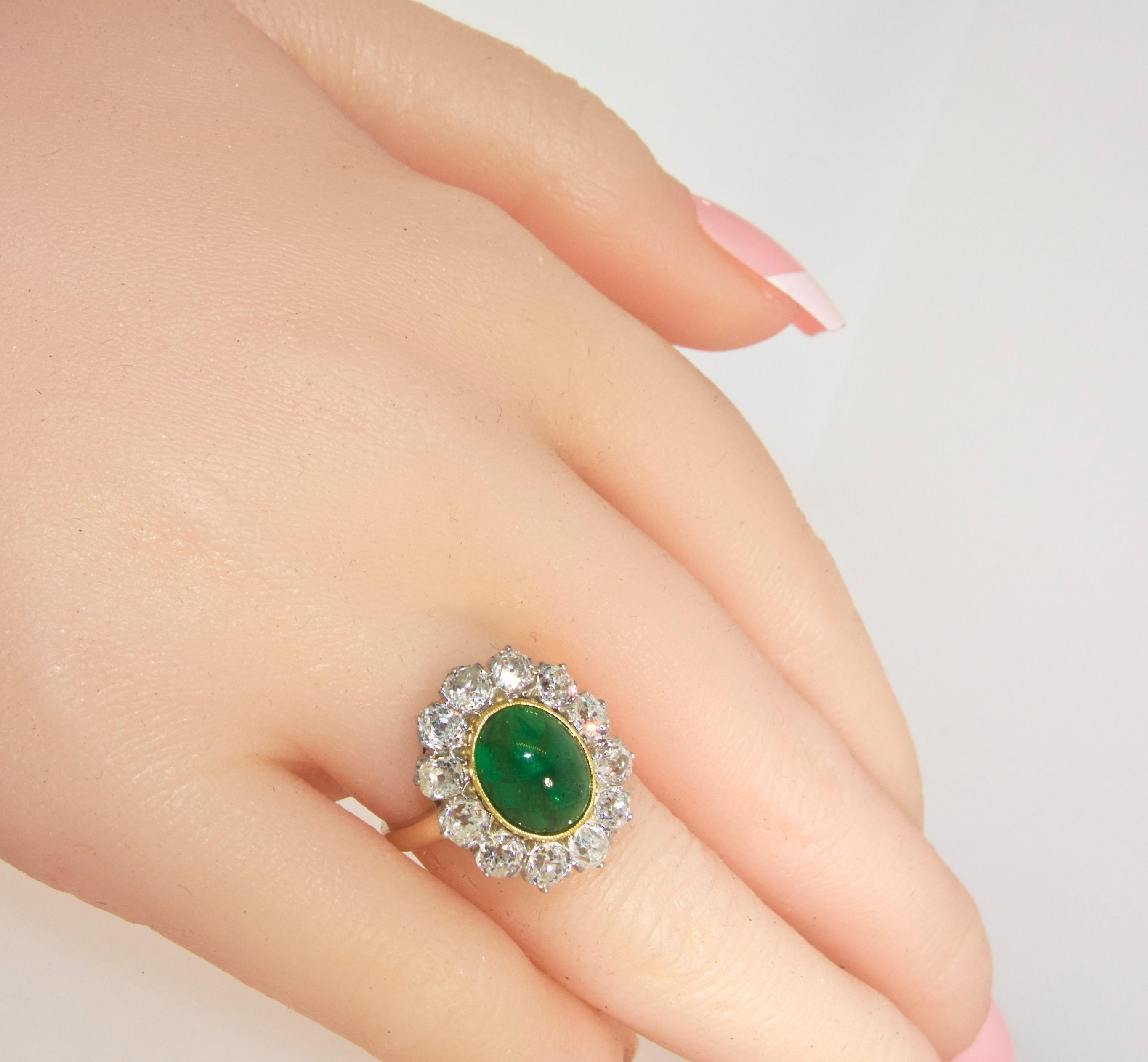 Platinum, 18 Karat, Emerald and Diamond Ring In Excellent Condition In Aspen, CO