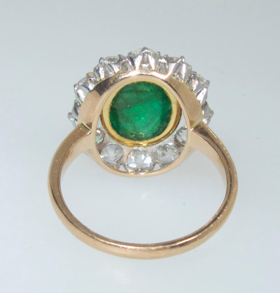 Women's or Men's Platinum, 18 Karat, Emerald and Diamond Ring