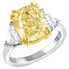 GIA Certified Fancy Yellow Diamond Gold Platinum Ring For Sale at 1stDibs