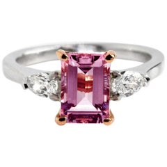 Platinum 18 Karat Rose Gold Pink Tourmaline Diamond Ring