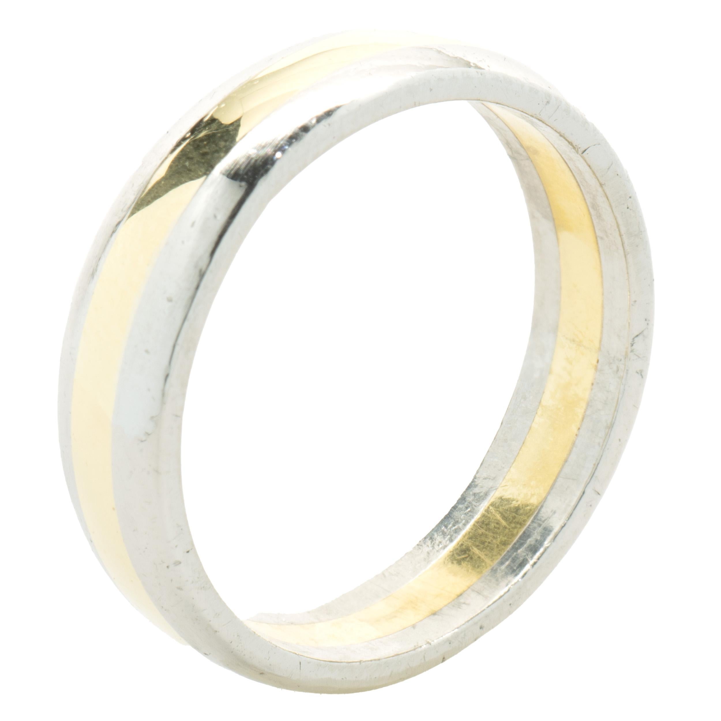 Men's Platinum & 18 Karat Yellow Gold 5.5mm Band For Sale