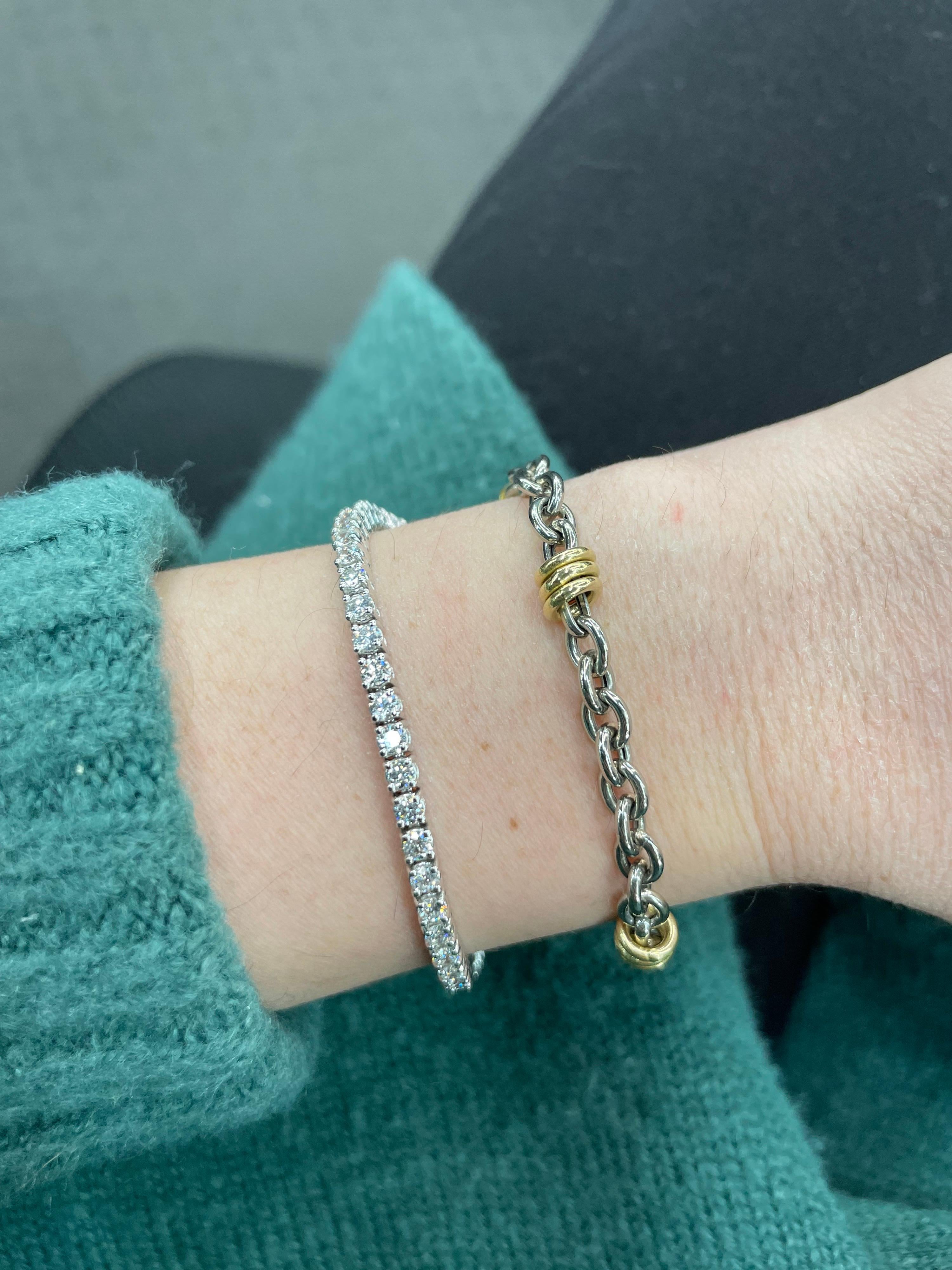 Platinum 18 Karat Yellow Gold Link Bracelet 10.8 Grams Made in Italy In Excellent Condition In New York, NY