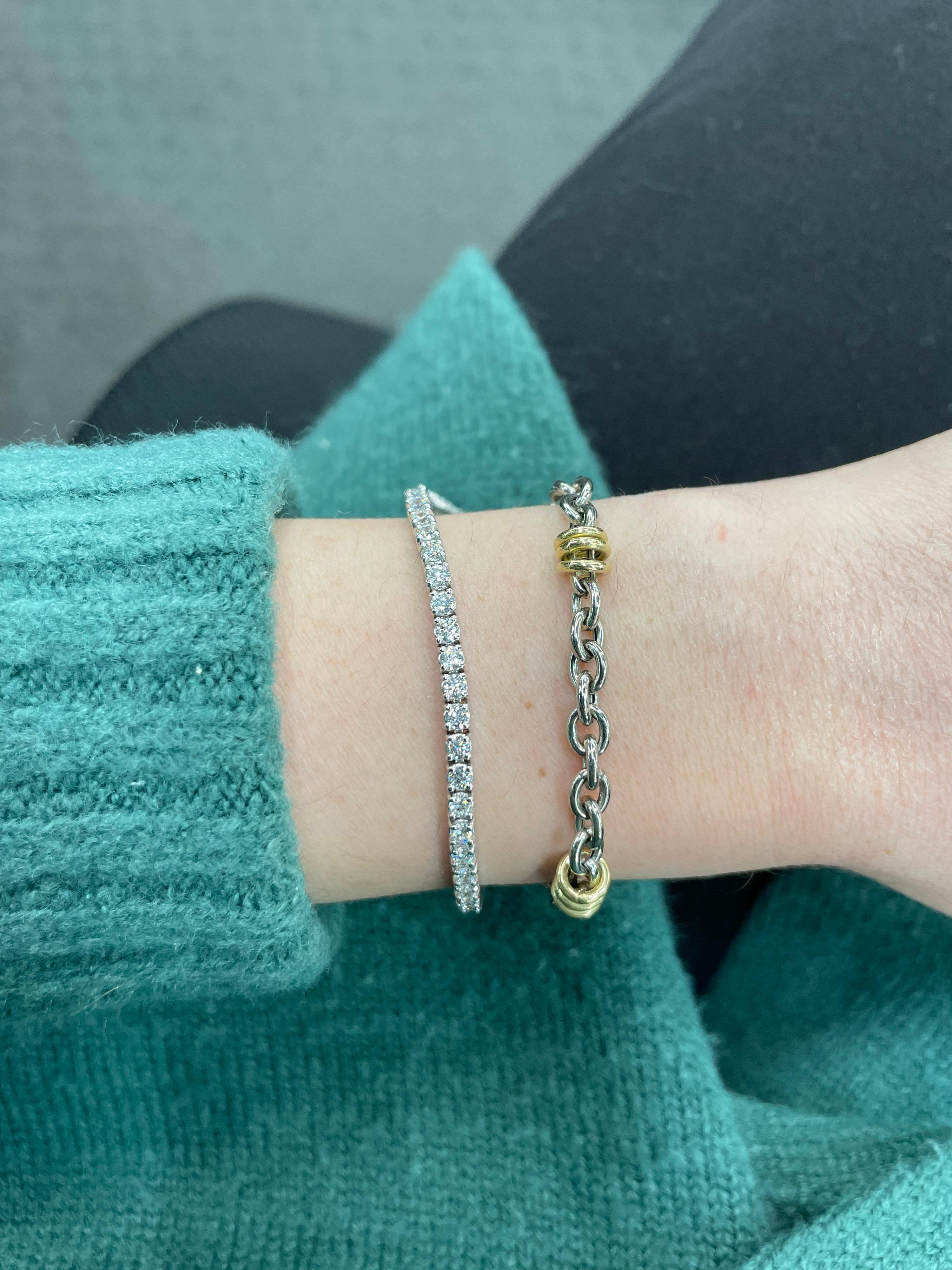 Women's or Men's Platinum 18 Karat Yellow Gold Link Bracelet 10.8 Grams Made in Italy