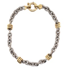 Bracciale in platino e oro giallo 18 carati A Link 10,8 grammi Made in Italy