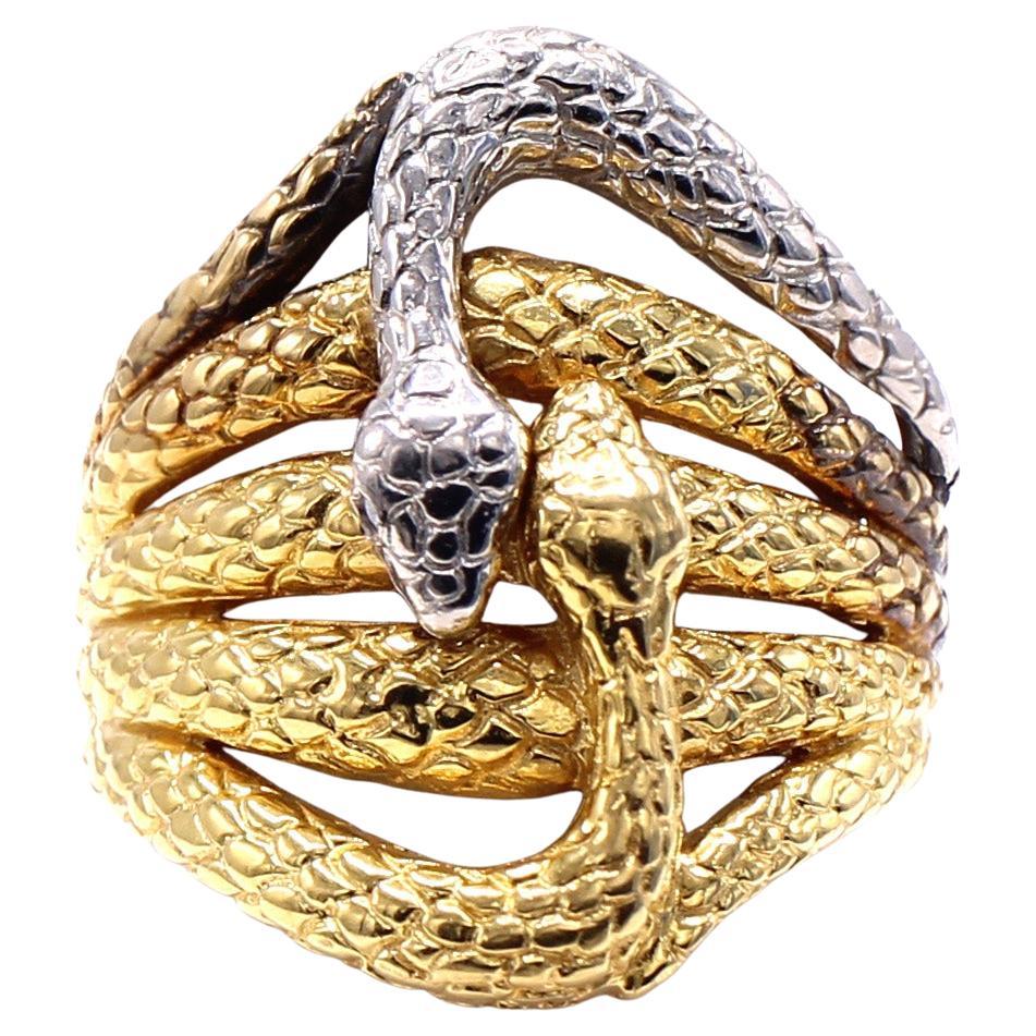 Platinum 18 Karat Yellow Gold Snake Ring