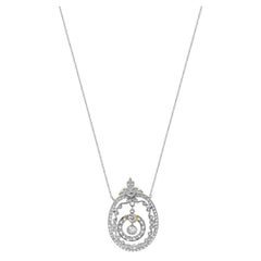 Platinum & 18 Karat Yellow Gold Victorian Ornate Diamond Wreath Necklace