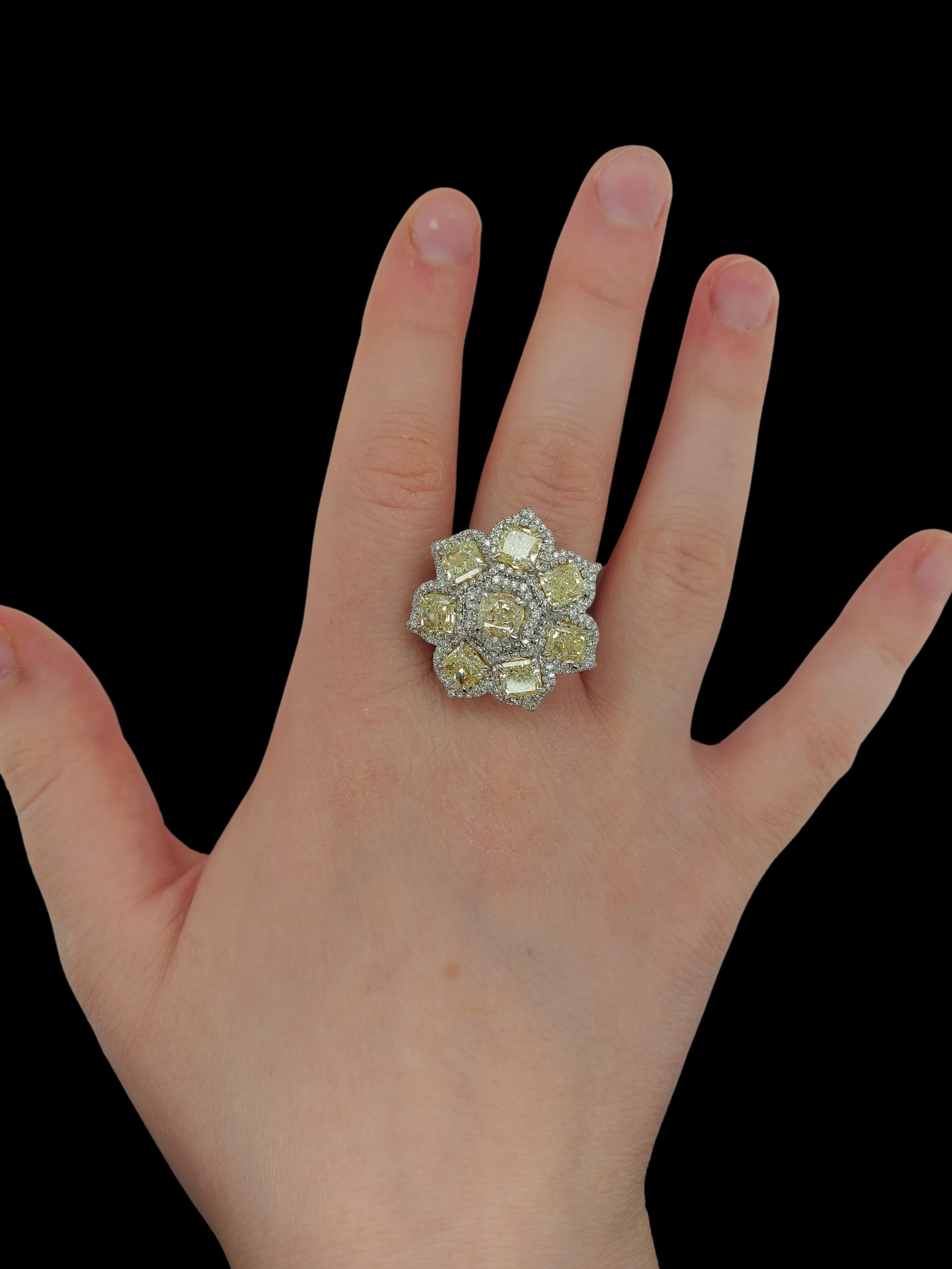 Platinum & 18 kt Pink Gold, 8.49 Ct Fancy Yellow Diamonds & 1.74 Ct Ring 4