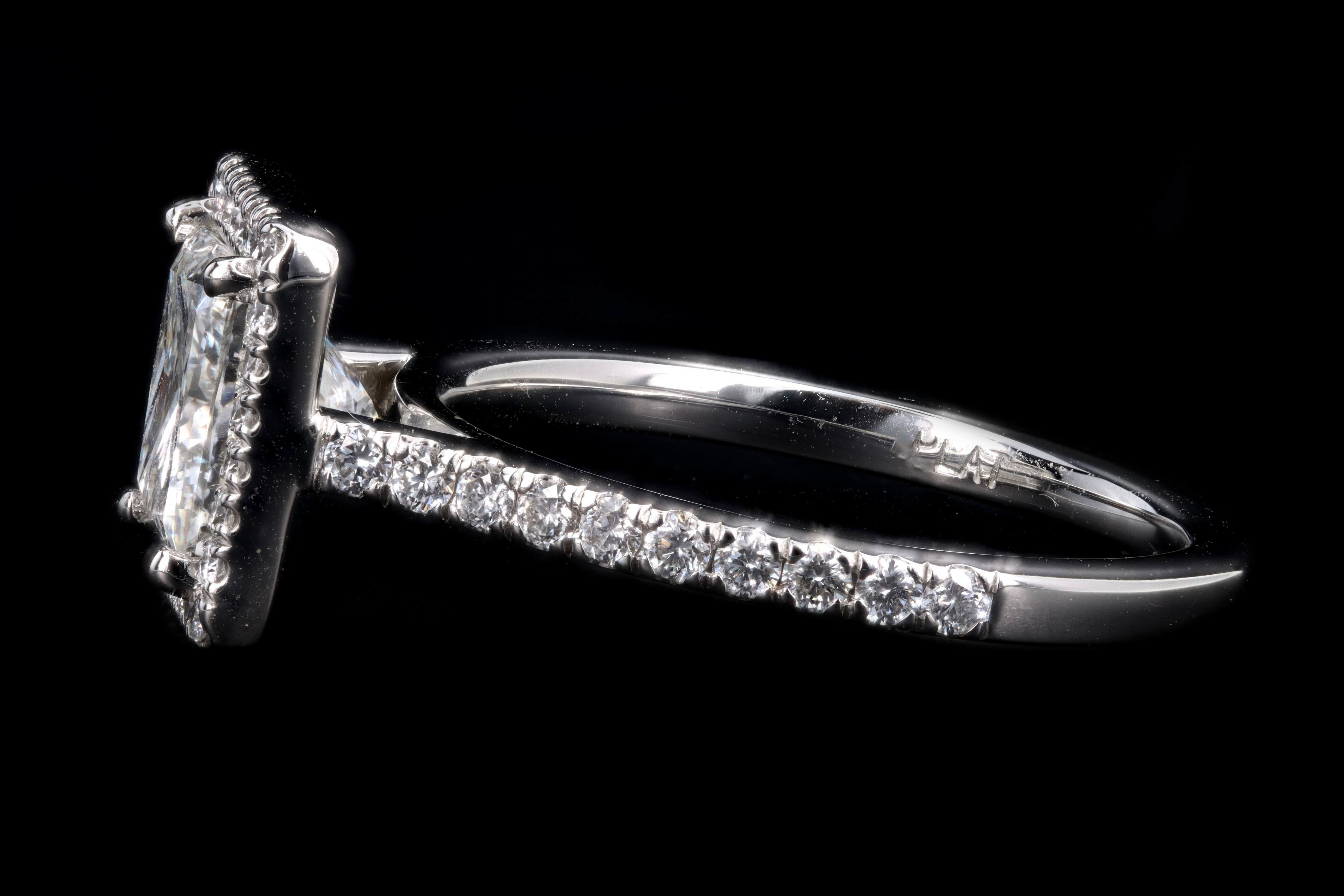 Platinum 1.80 Carat Princess Cut Diamond Halo Engagement Ring In New Condition In Cape May, NJ