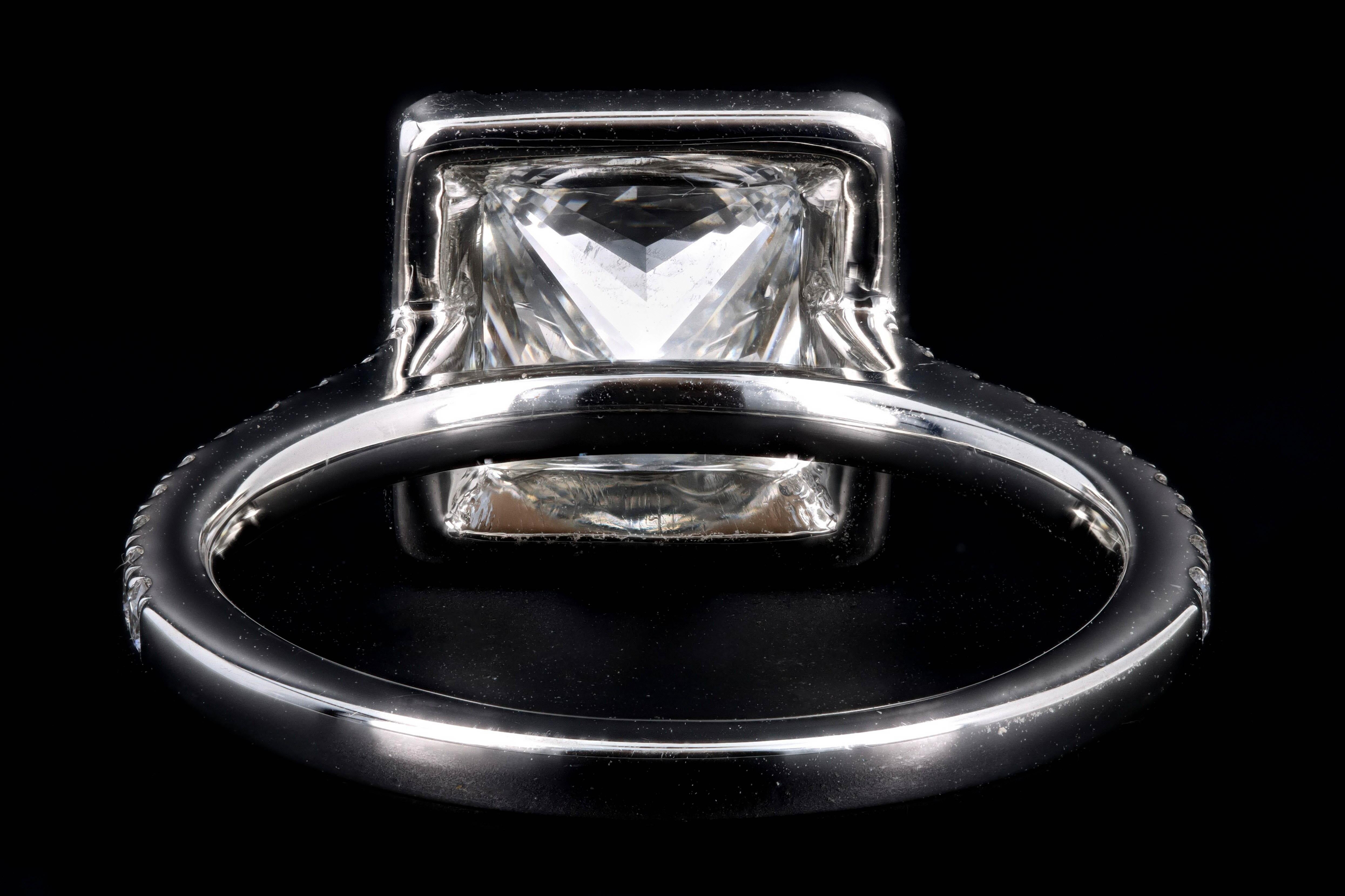 Platinum 1.80 Carat Princess Cut Diamond Halo Engagement Ring 3