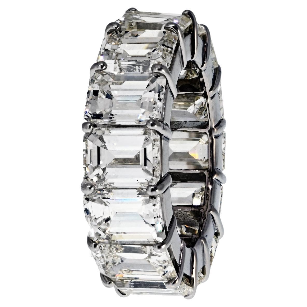 Anillo Eternidad Platino 18.00cttw Diamante Corte Esmeralda