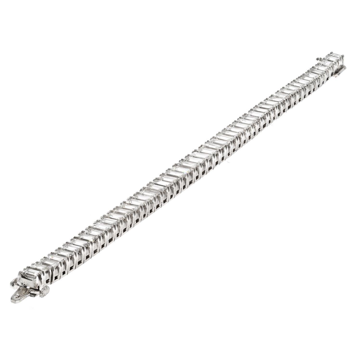 Platin 18,00cttw Graduierung Vintage Smaragd Schliff eine Linie Diamant-Armband (Smaragdschliff)
