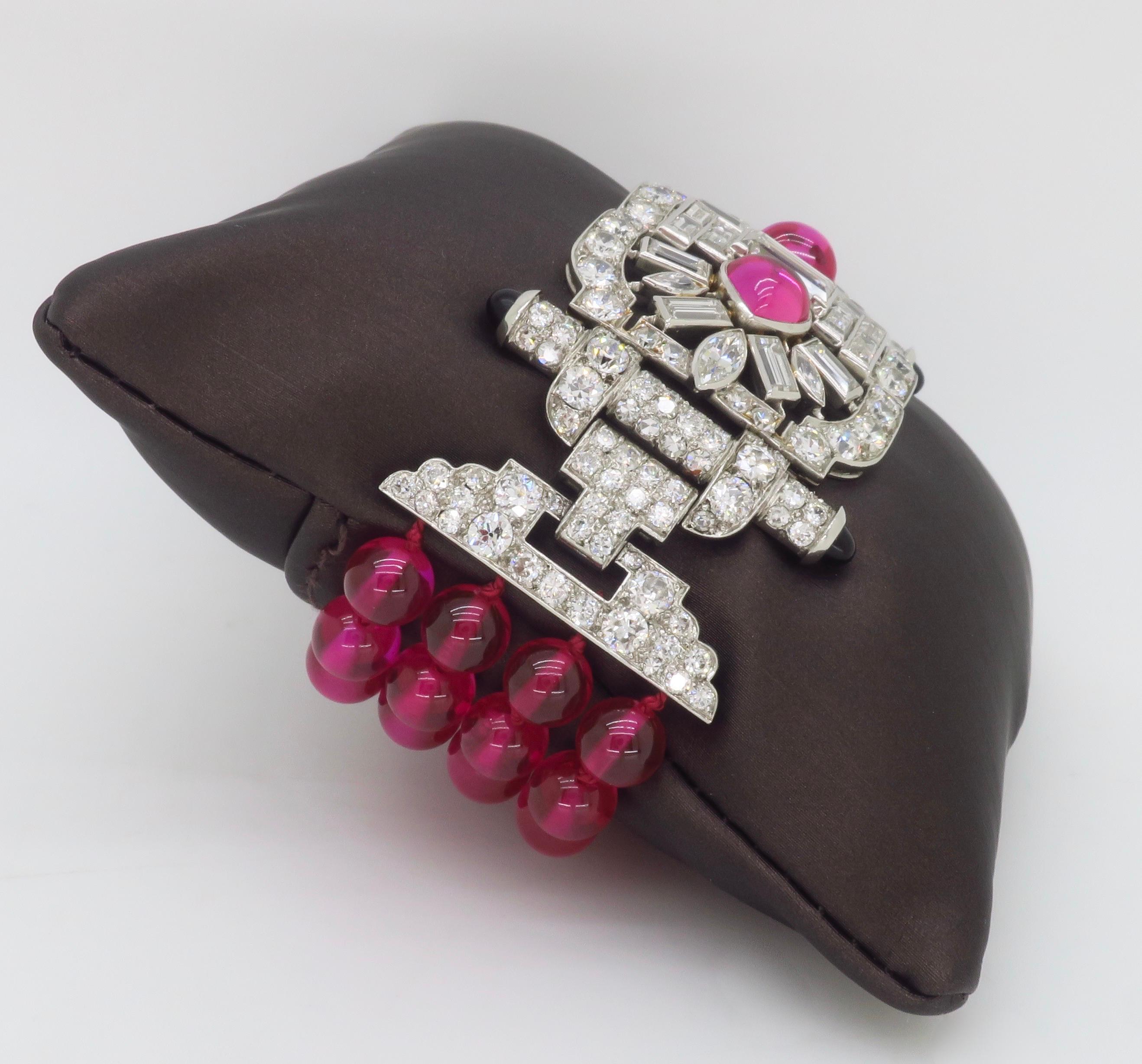 Bracelet en platine avec perles de rubis et diamants 18.04CTW en vente 10