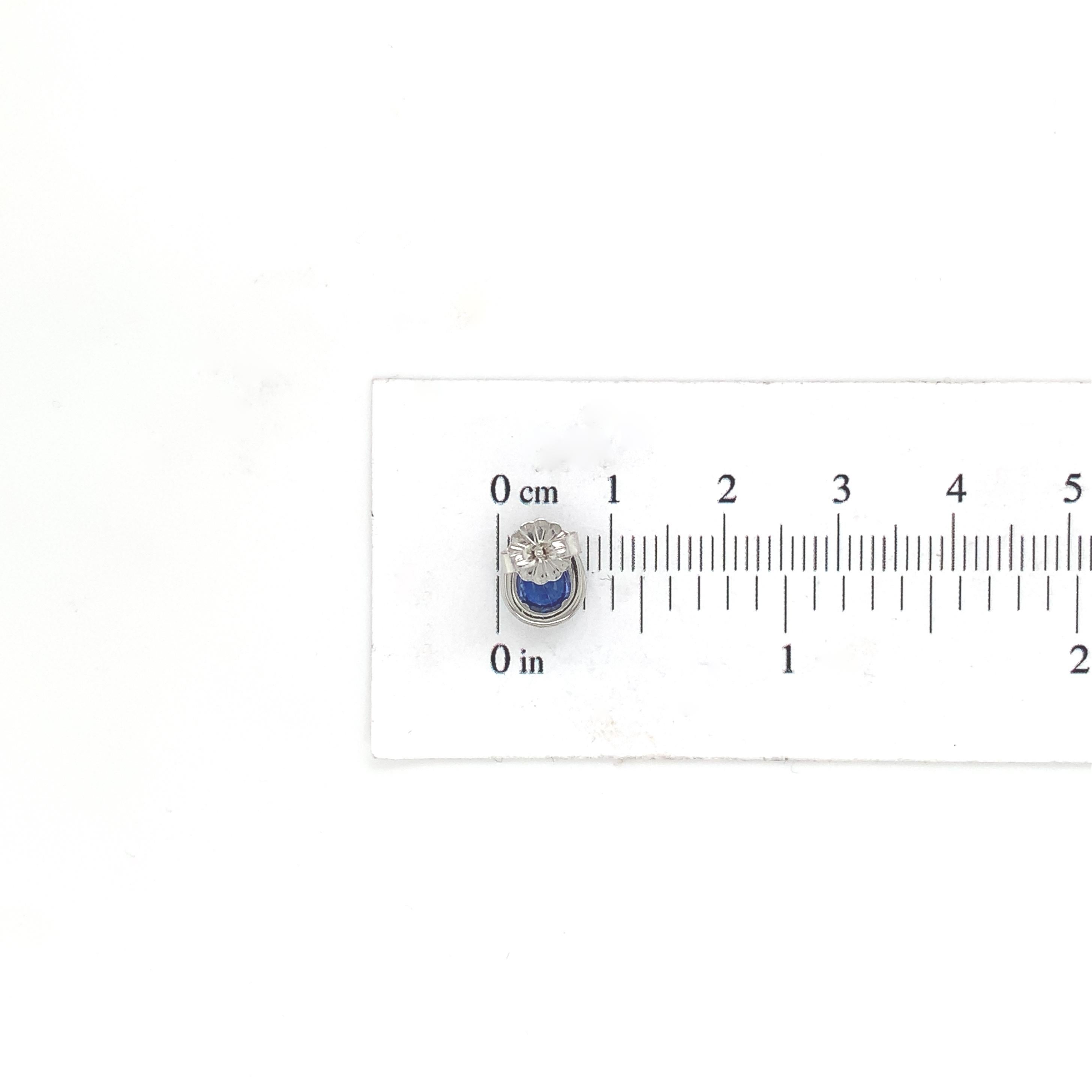 Platinum 1.80cttw Blue Sapphire Stud Earrings with Diamond Halo In New Condition For Sale In Big Bend, WI