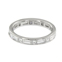 Platinum 1.81 Cttw Baguette and Princess Cut Diamond Eternity Band