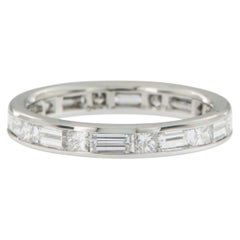 Platinum 1.81 Cttw Baguette and Princess Cut Diamond Eternity Band