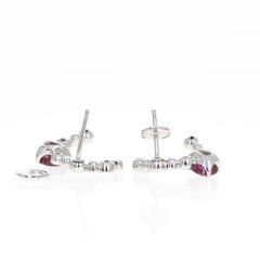 Platinum 1.84 Carat Burma Ruby Diamond Swirl Earrings